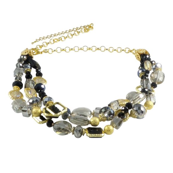 Statement Choker Necklace Layered Grey - Picture 6 of 6